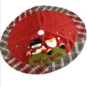 Christmas Tree Skirt with Santa and Snowman